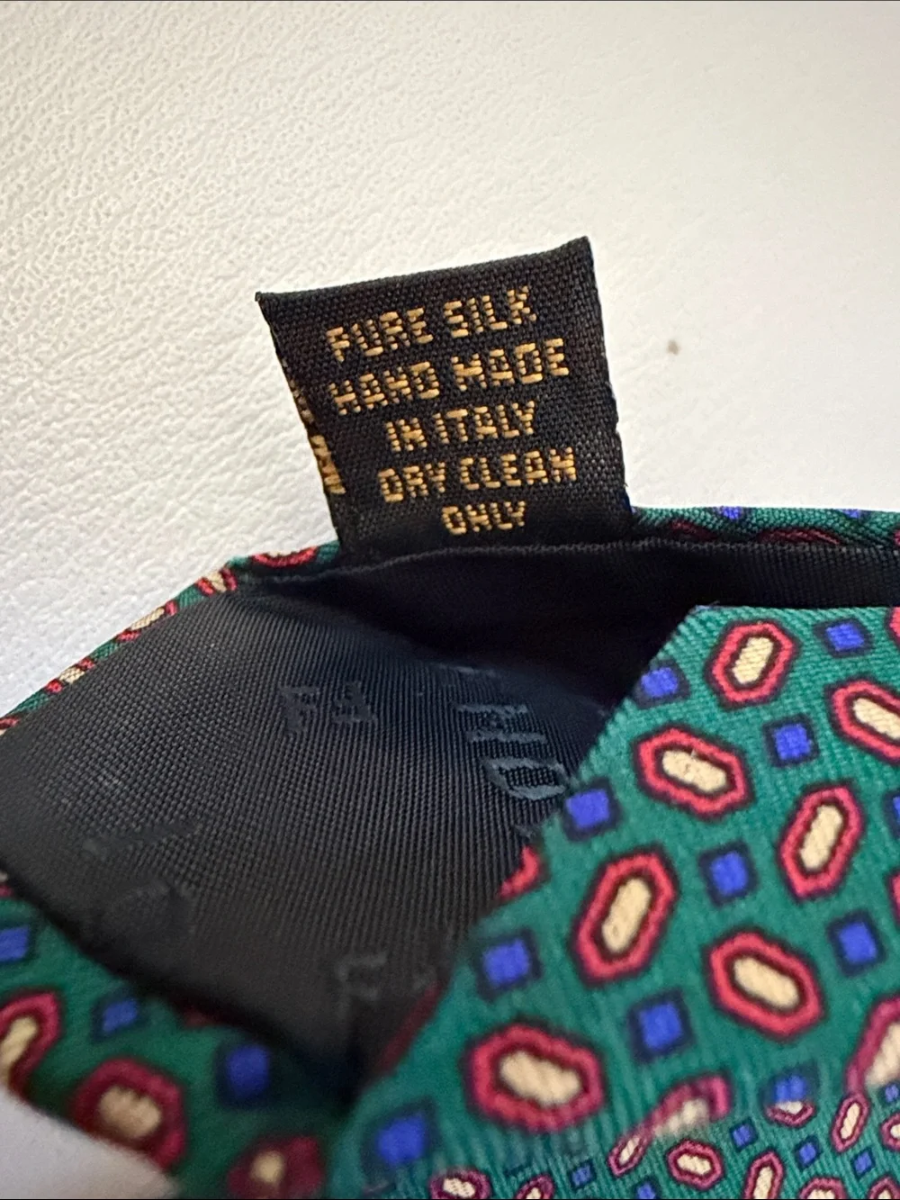 Fendi Teal Silk Tie with Blue and Red Geo Motif